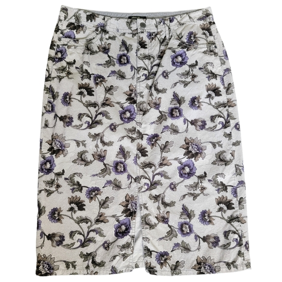 Eddie Bauer Corduroy Floral Pencil Skirt Straight Front Slit Cottage-cor… - Picture 13 of 15